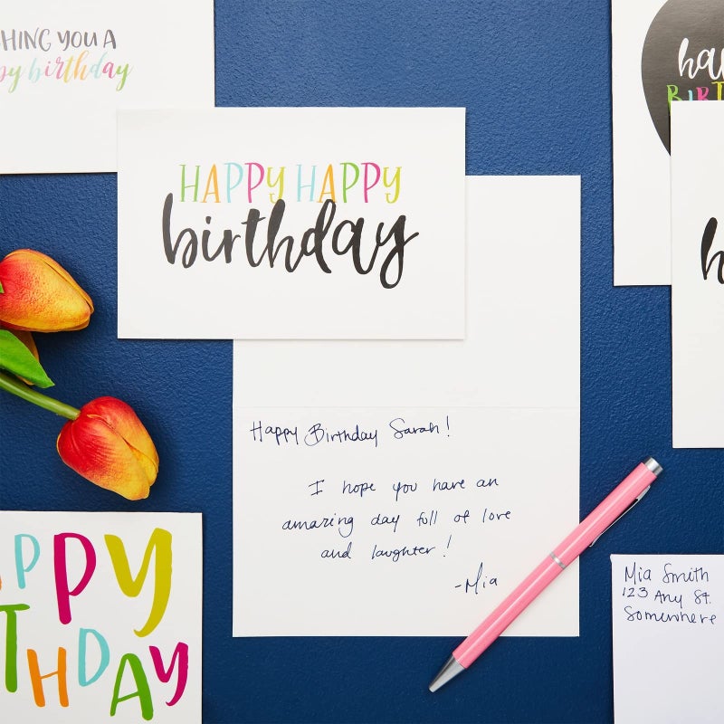 Juvale Birthday Cards Bulk - 48-Pack, 4 x 6 In White With Envelopes - Blank Inside & Assorted Candle & Balloon Designs for Employees, Kids & Friends - Modern Greeting Cards - Image 3