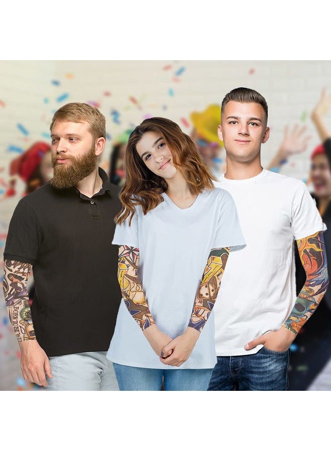 ArtCreativity Vintage Print Tattoo Sleeves, 12 Pairs, Fake Tattoos for Kids and Adults, Temporary Tattoo Arm Sleeves Made of Soft Fabric, Rockstar Halloween Costume Accessories for Boys and Girls - Image 5