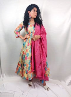 PRIYA’S PANACHE PRIYA'S PANACHE Multicolor Alia Cut Flared Muslin Kurta Pant Dupatta Set – Traditional Indian Ethnic Partywear for Women.  - Image 4
