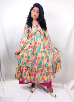 PRIYA’S PANACHE PRIYA'S PANACHE Multicolor Alia Cut Flared Muslin Kurta Pant Dupatta Set – Traditional Indian Ethnic Partywear for Women.  - Image 3