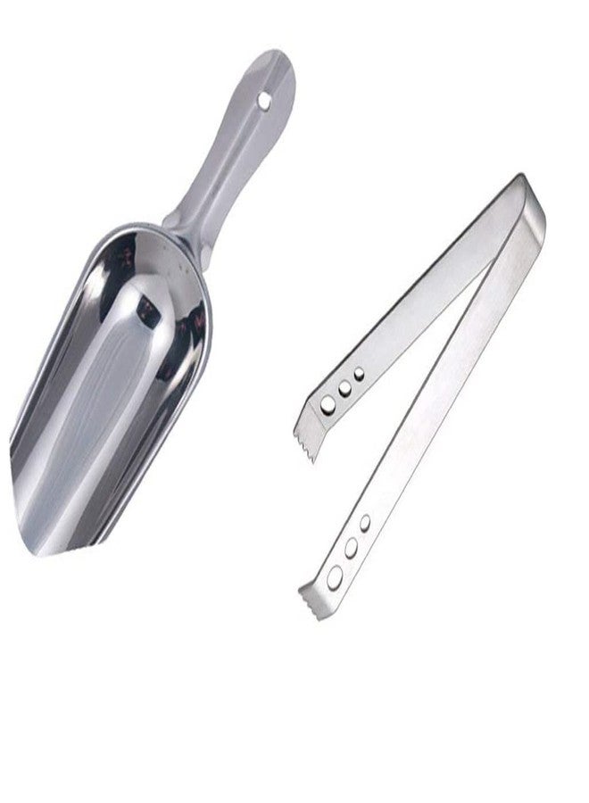 devanjana™ Stainless Steel Bartender Kit Set, Silver, Set of 2 Pieces, Ice Picker, Ice Tong, Bar Tools for Home Bar Accessories, Mini Bar, Bar Set for Gift - Image 1