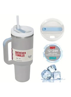 BPA Quench Cup Stainless Steel Vacuum Insulated Tumbler With Lid And Straw For Water  Iced Tea Or Coffee  Smoothie And More  Grey Rock  40 Oz By Bpa  - Image 1