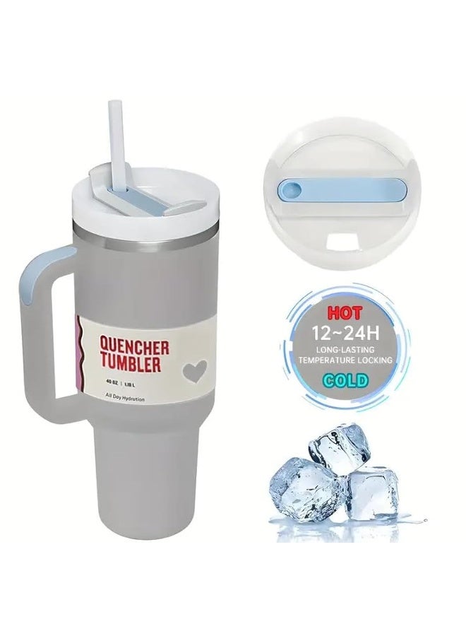 BPA Quench Cup Stainless Steel Vacuum Insulated Tumbler With Lid And Straw For Water  Iced Tea Or Coffee  Smoothie And More  Grey Rock  40 Oz By Bpa - Image 4