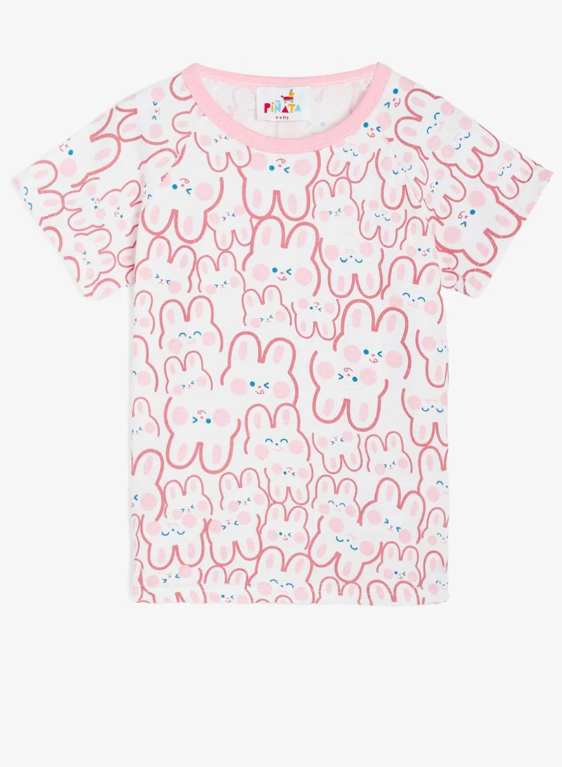 Pinata  Bunny Print Cotton Tshirt and Shorts Set for Women | Best Price UAE