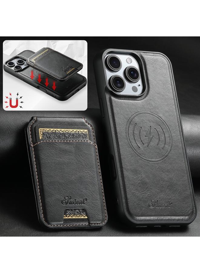Suteni Case For iPhone 16 Pro Max H15 MagSafe Oil Eax Leather Detachable Wallet Back Phone Case - Image 2