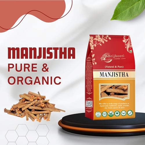 Brijbooti Organic Manjistha Root Sticks (150 gm) - Manjistha Stick Dried for Skin, Hair, Joint & Immune Support | Rubia Cordifolia | Indian Madder | FSSAI, GMP, ISO Certified - Image 5