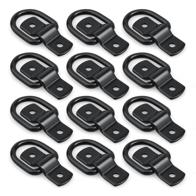 EXCELFU 12 Pack DRing Tie Downs 14 Anchor Lashing Ring for Loads on Trailers Trucks RV Campers Vans ATV SUV Boats Motorcycles etc Vehicles Heavy Duty Tie Down Ring with Mounting Bracket