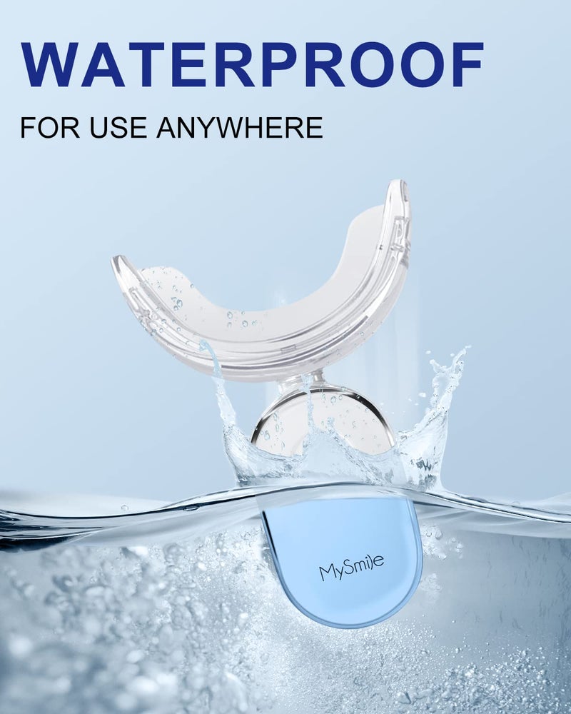 MySmile جهاز تسريع تبييض الأسنان MySmile، 28 ضوء LED أزرق، كل 10 دقائق، شاحن USB، قوالب فم، 1 قطعة ضوء LED و 4 مل جل - Image 2