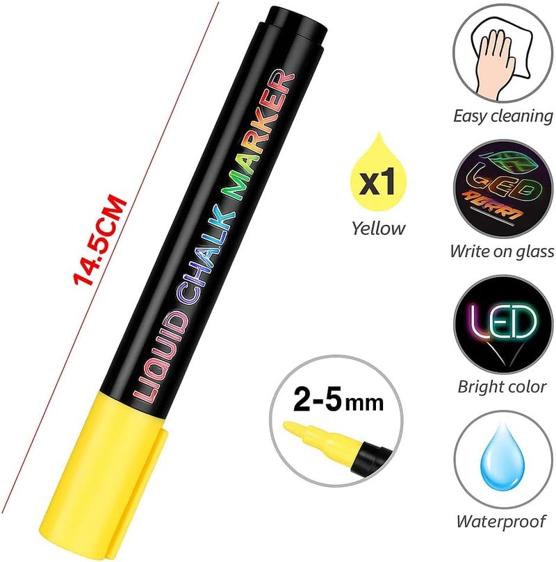 Fitto Liquid Chalk Marker Yellow 14.5 cm 2-5 mm for Chalkboards, Glass, Windows, Non-Porous Surfaces - Image 1
