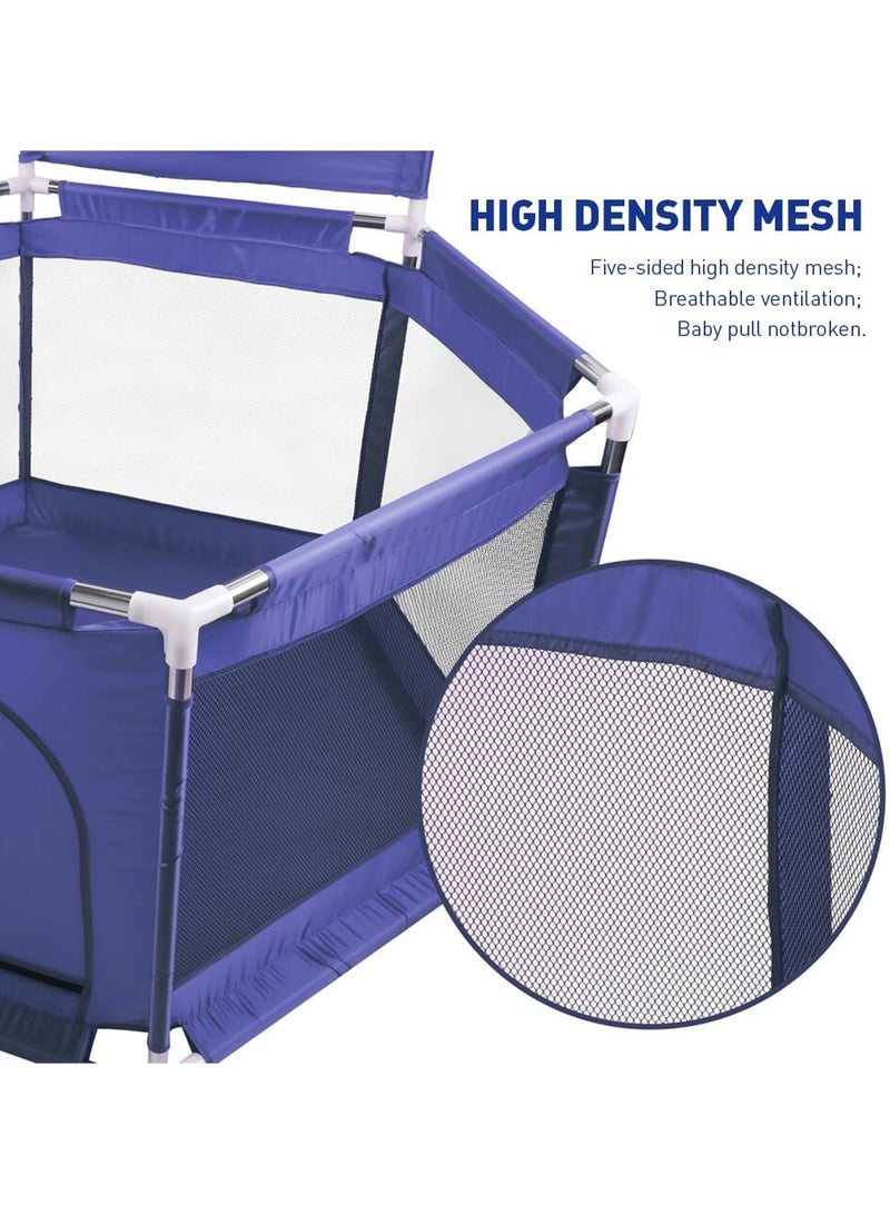 VIO Baby Playpen Play Yard Safety Fence for Babies Toddlers Kids ages 1 2 3 4 5 Portable Compact Sturdy Infant Activity Center with Anti-Slip Suckers Steady Fence Soft Breathable Mesh Zipper Gate Travel Cot Safety Protection Care Crawling Toys with 10 Ocean Balls For Baby  Indoors Outdoors - Image 4