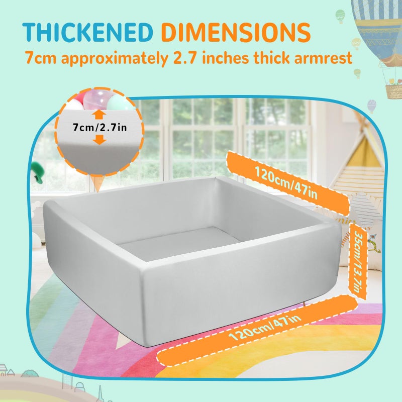 CALEPTONG Foam Ball Pit for Toddlers  CALEPTONG 472 x 472 x 138 Large Square Ball Pits for Kids Soft Baby Playpen Ball Pool Without Balls for Children Gifts for Boys Girls Indoor Outdoor Game - Image 3