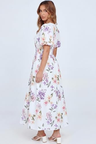 Maxigerui Women's Summer Floral Maxi Dress Spring Wedding Guest Dress 2026 Wisteria‌ Floral Purple Print L - Image 3