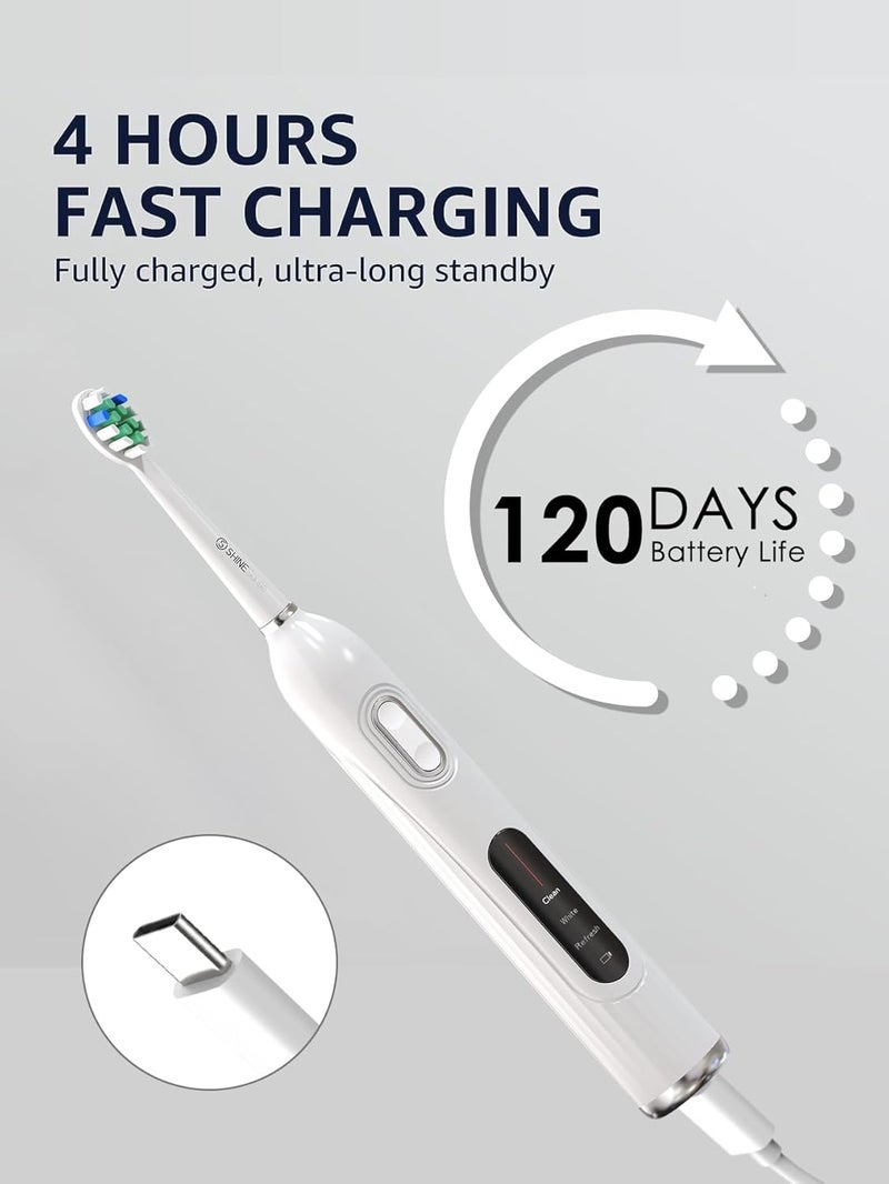 SHINESense Sonic Electric Toothbrush with 6 Brush Heads for Adults and Kids, USB Rechargeable Power Toothbrush, IPX7 Waterproof, 3 Models 21 Gears, with Trave Case for Home and Travel Use - Image 4