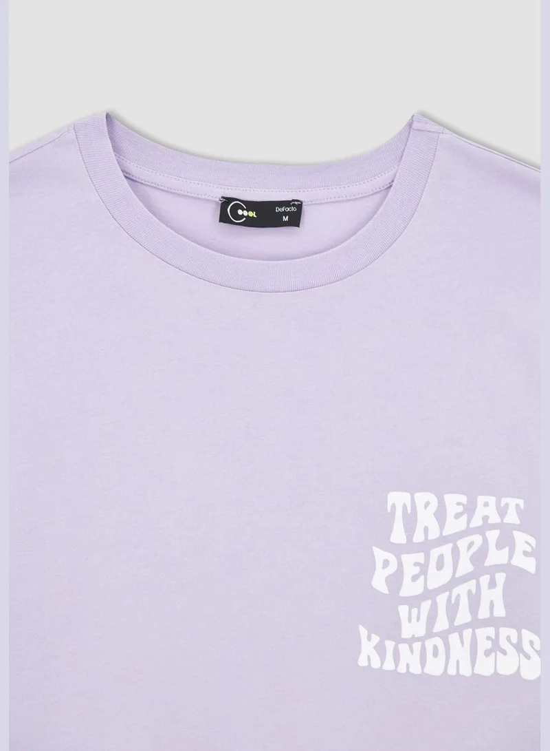 ديفاكتو Woman Oversize Fit Crew Neck Knitted Short Sleeve T-Shirt