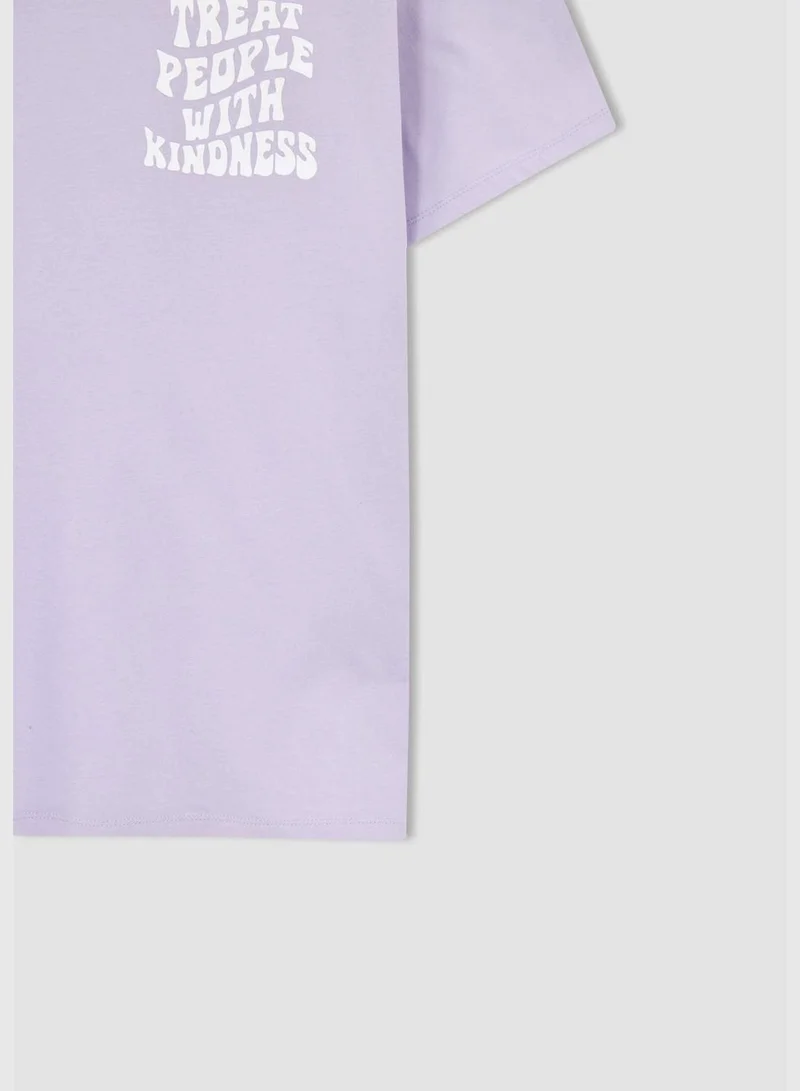 ديفاكتو Woman Oversize Fit Crew Neck Knitted Short Sleeve T-Shirt