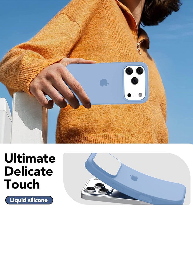 Wtech Apple iPhone 17 Pro Max 5G 2025 Luxury Premium Quality Liquid Silicone Case Cover (MCRPSN) - Sky Blue - Image 2