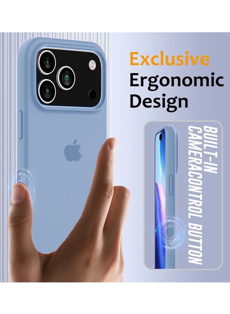 Wtech Apple iPhone 17 Pro Max 5G 2025 Luxury Premium Quality Liquid Silicone Case Cover (MCRPSN) - Sky Blue - Image 4