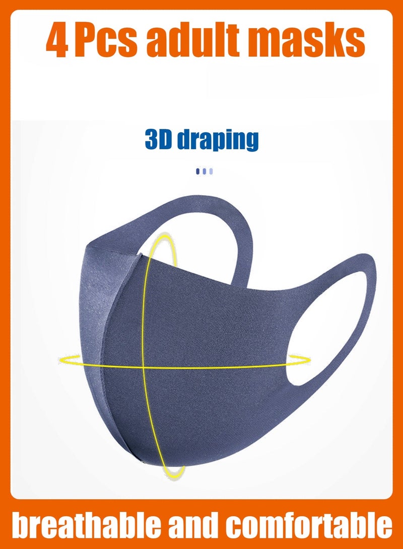4-Pack Reusable Breathable Cotton Face Mask Set – Dust Masks, Washable, Mixed Colors, Unisex - Image 4