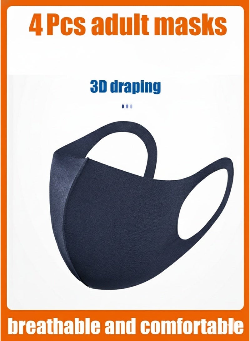 4-Pack Reusable Breathable Cotton Face Mask Set – Dust Masks, Washable, Mixed Colors, Unisex - Image 5