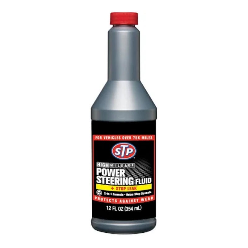 STP High Mileage Power Steering Fluid + Stop Leak | 354ml | Protects Against Wear - Image 1