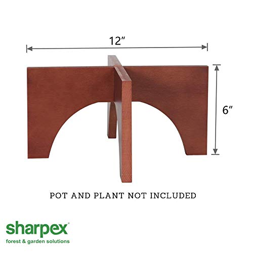 Sharpex Wooden Plant Stand | Wood Flower Pot Holder | Indoor/Outdoor Flower Potted Holder Rack for Tall Plant - Brown - Set of 2 - Image 5