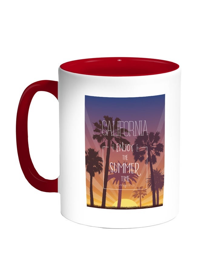 Enjoy The Summer Time Printed Coffee Mug Red/White/Yellow 11ounce