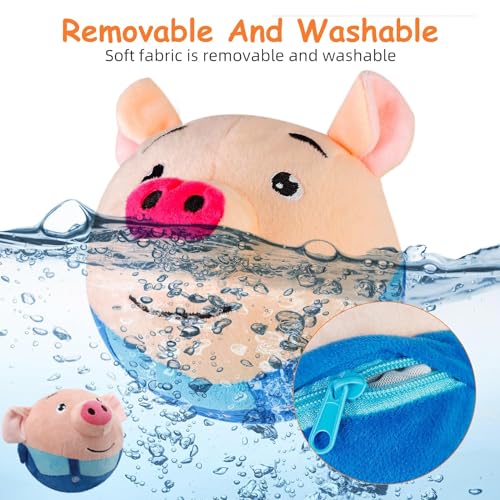 OTXKXBLP Active Moving Pet Plush Toy, Interactive Dog Toys Pet Bouncing Balls, USB Rechargeable Interactive Washable Cartoon Pig Plush Sound Electronic Dog Toy, Small Cute Squeaky Pig Dog Toy (Blue) - Image 3