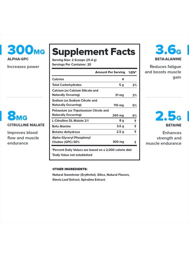 Legion Pulse Pre Workout Supplement - All Natural Nitric Oxide Preworkout Drink to Boost Energy, Creatine Free, Naturally Sweetened, Beta Alanine, Citrulline, Alpha GPC (Caffeine Free Blue Razz) - Image 2