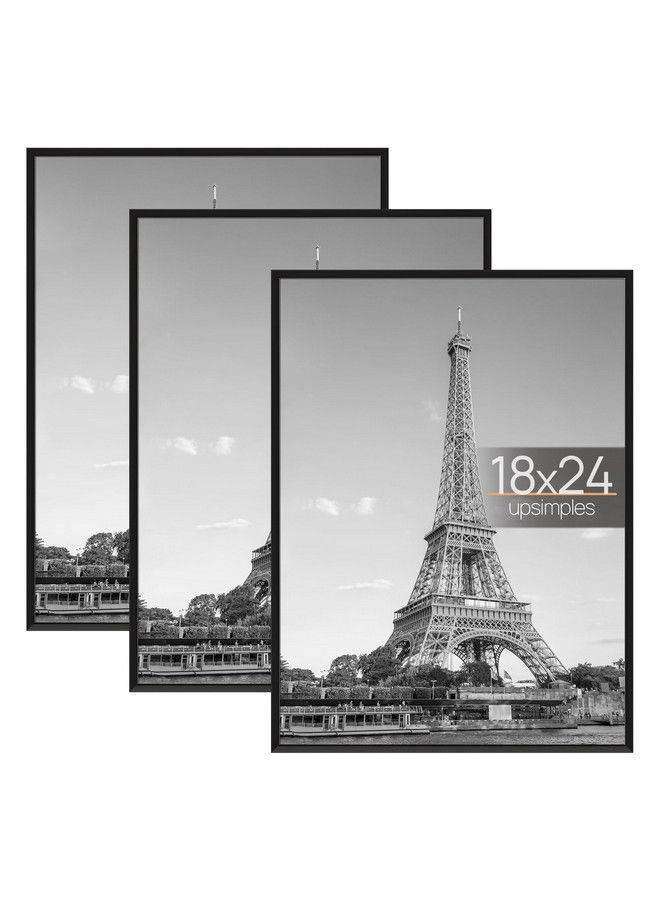 upsimples 18X24 Frame Black 3 Pack Poster Frames 18 X 24 For Horizontal Or Vertical Wall Mounting Scratchproof Wall Gallery Photo Frame - Image 2