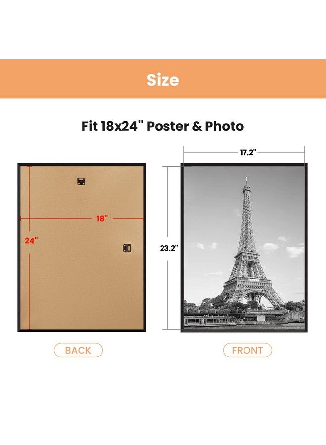 upsimples 18X24 Frame Black 3 Pack Poster Frames 18 X 24 For Horizontal Or Vertical Wall Mounting Scratchproof Wall Gallery Photo Frame - Image 4