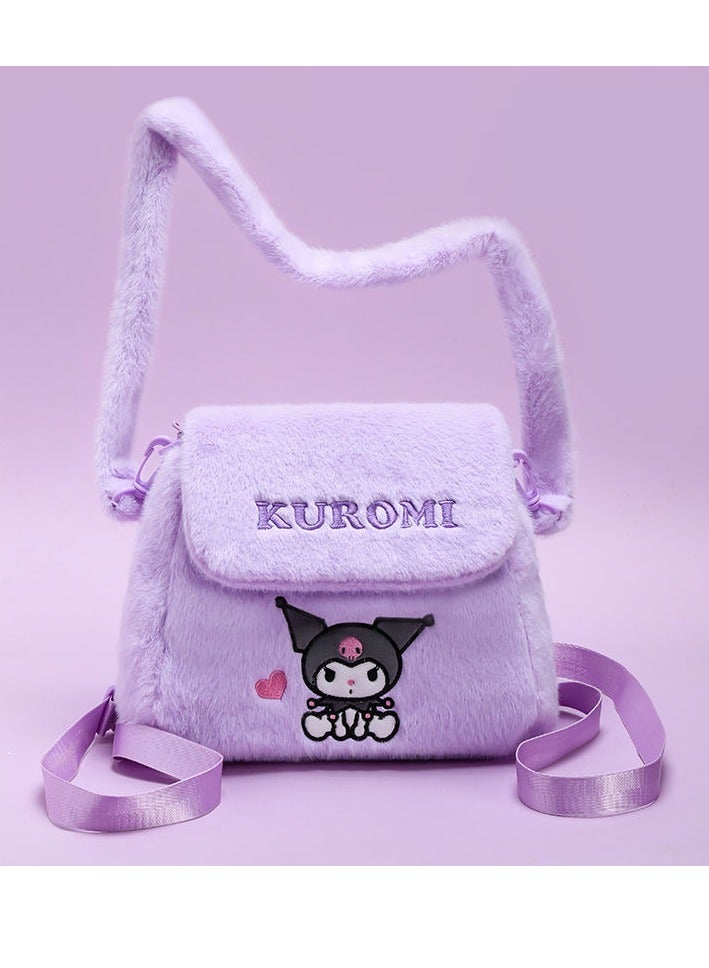 Sanrio Purple Kuromi pattern crossbody bag tote bag plush bag children's handbag  - Image 1