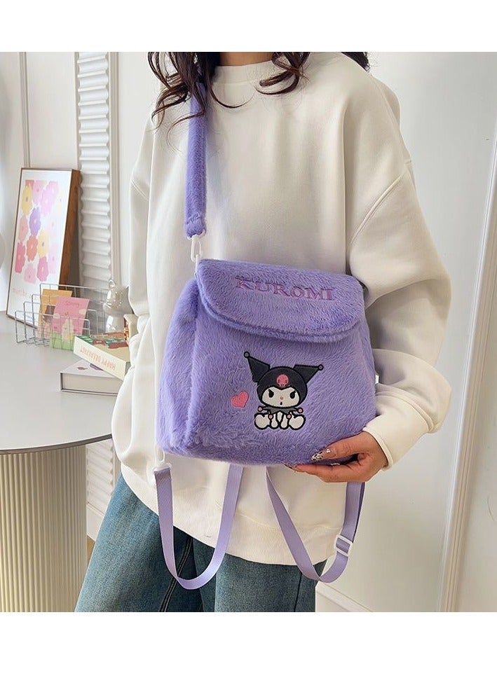 Sanrio Purple Kuromi pattern crossbody bag tote bag plush bag children's handbag  - Image 2