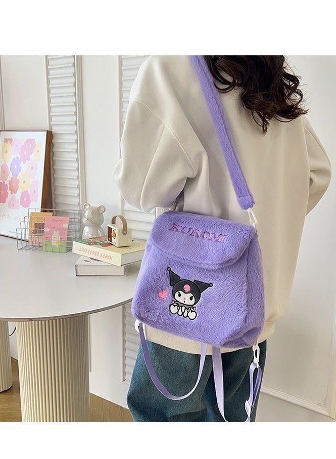 Sanrio Purple Kuromi pattern crossbody bag tote bag plush bag children's handbag  - Image 3