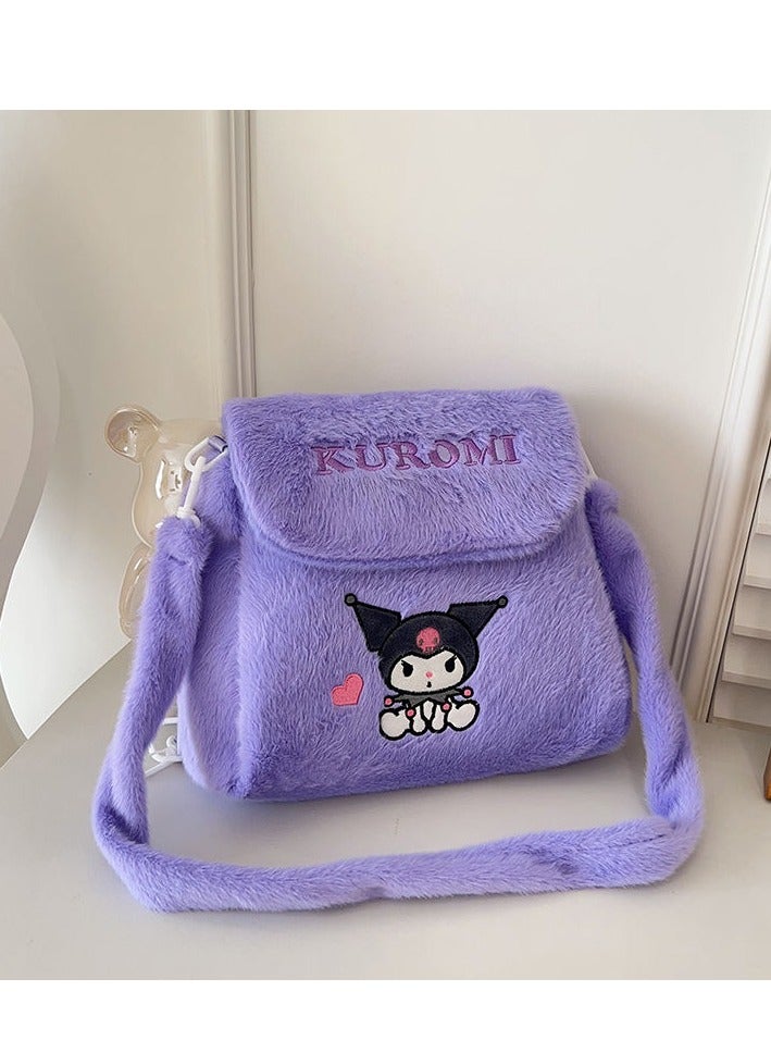 Sanrio Purple Kuromi pattern crossbody bag tote bag plush bag children's handbag  - Image 5