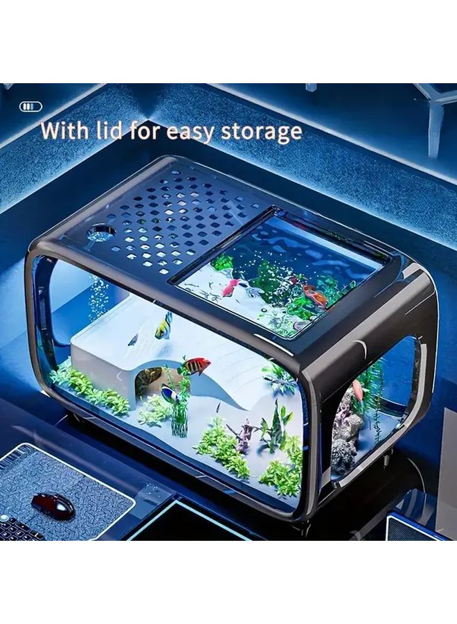 حوض أسماك أبيض شفاف أنيق ذو سعة كبيرة للمياه العذبة ومياه البحر - Image 3