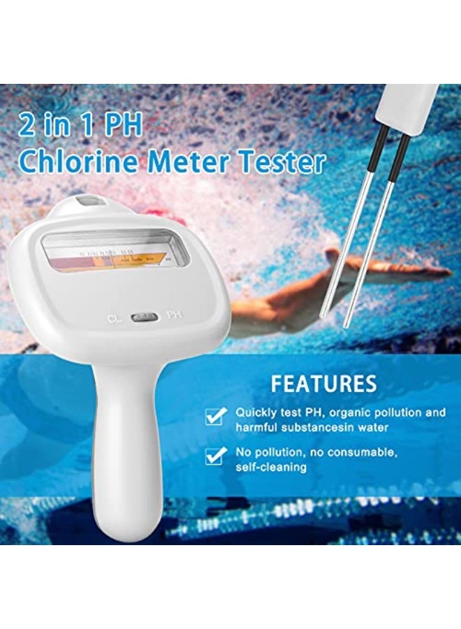 Generic Morelian PC102C Swimming Pool Tester Portable Water Test Strips Pen CL2 Detector Meters Water Test Stripser 2-in-1 Tester  - Image 2