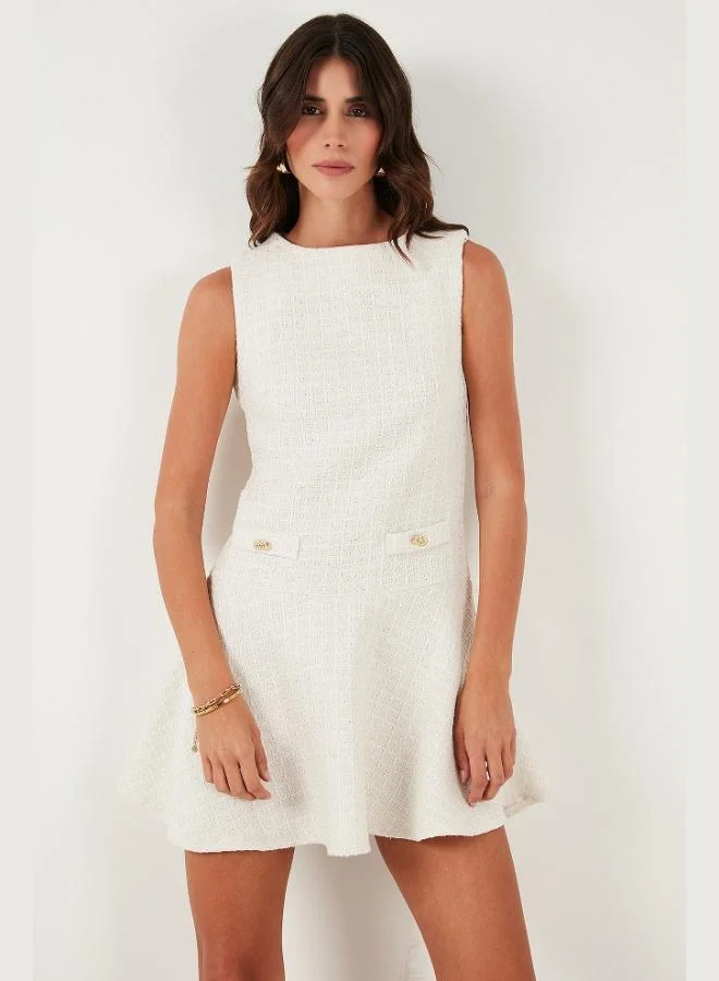 Lela  Lela Cotton Regular Fit Crew Neck Button Detail A-Line Mini Evening Dress Women's Dress 6525687 for Women | Best Price UAE