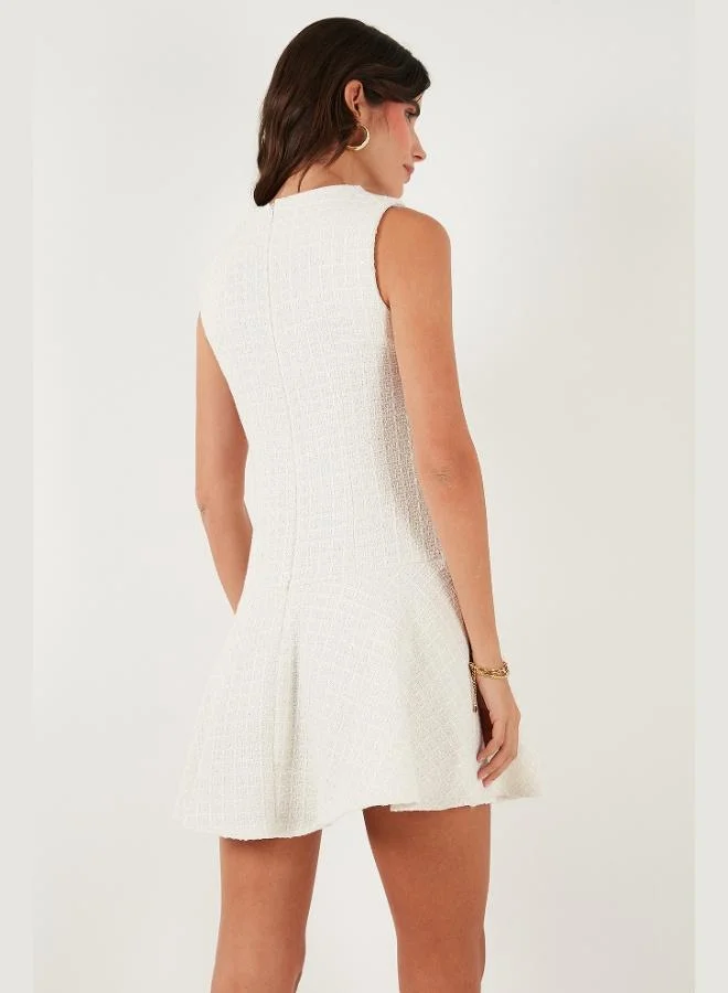 Lela  Lela Cotton Regular Fit Crew Neck Button Detail A-Line Mini Evening Dress Women's Dress 6525687 for Women | Best Price UAE
