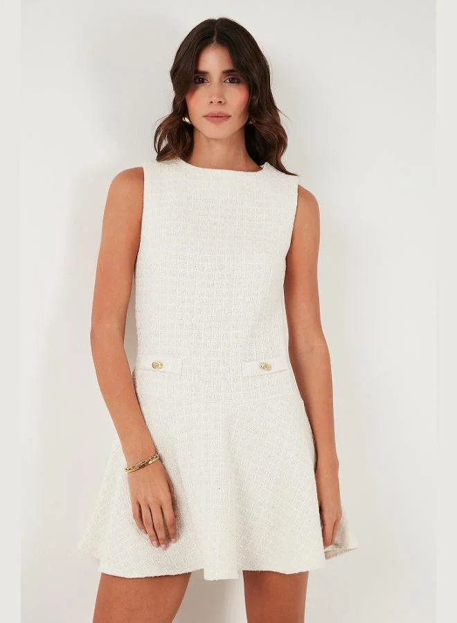 Lela  Lela Cotton Regular Fit Crew Neck Button Detail A-Line Mini Evening Dress Women's Dress 6525687 for Women | Best Price UAE