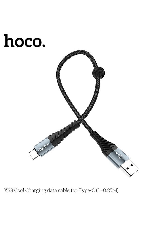 hoco. X38 Cool Charging data cable for Type-C(L=0.25M)  - Image 4