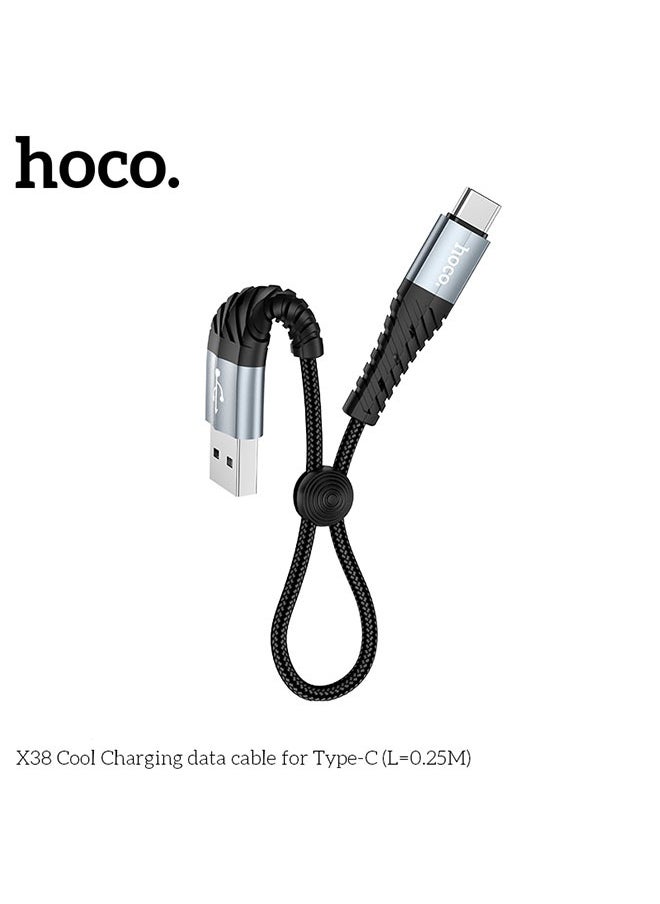 hoco. X38 Cool Charging data cable for Type-C(L=0.25M)  - Image 2