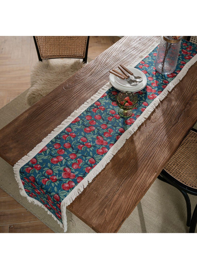 Y&D مفرش طاولة مزخرف بطبعة بوهيمية مع شرابات 30*220 سم - Image 1