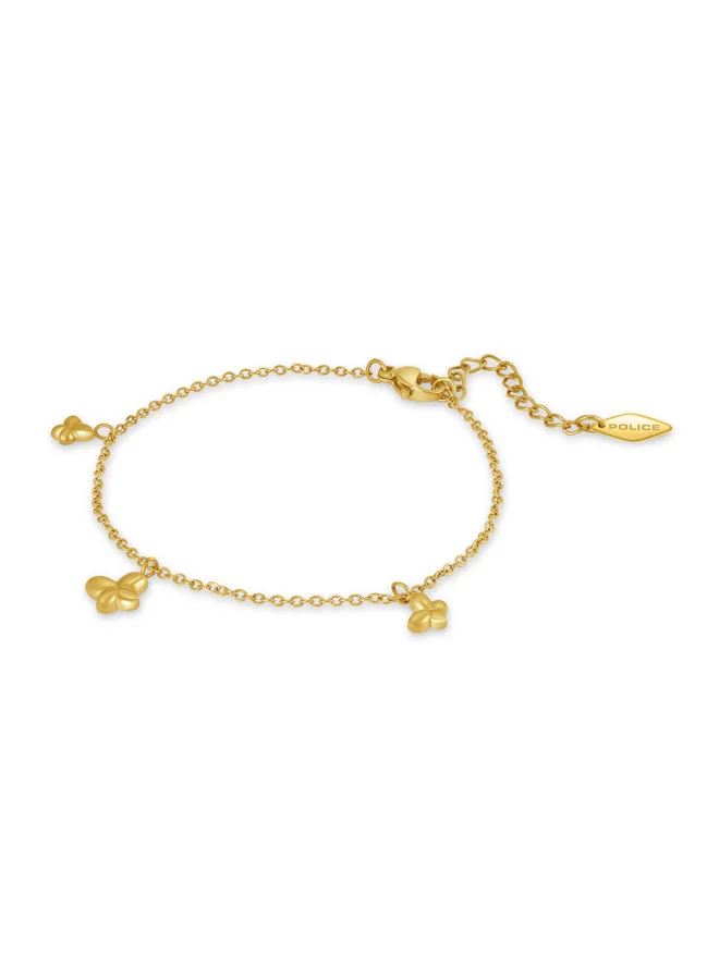 POLICE Tressa Yellow Gold Plated Stainless Steel Charm Bracelet for Women