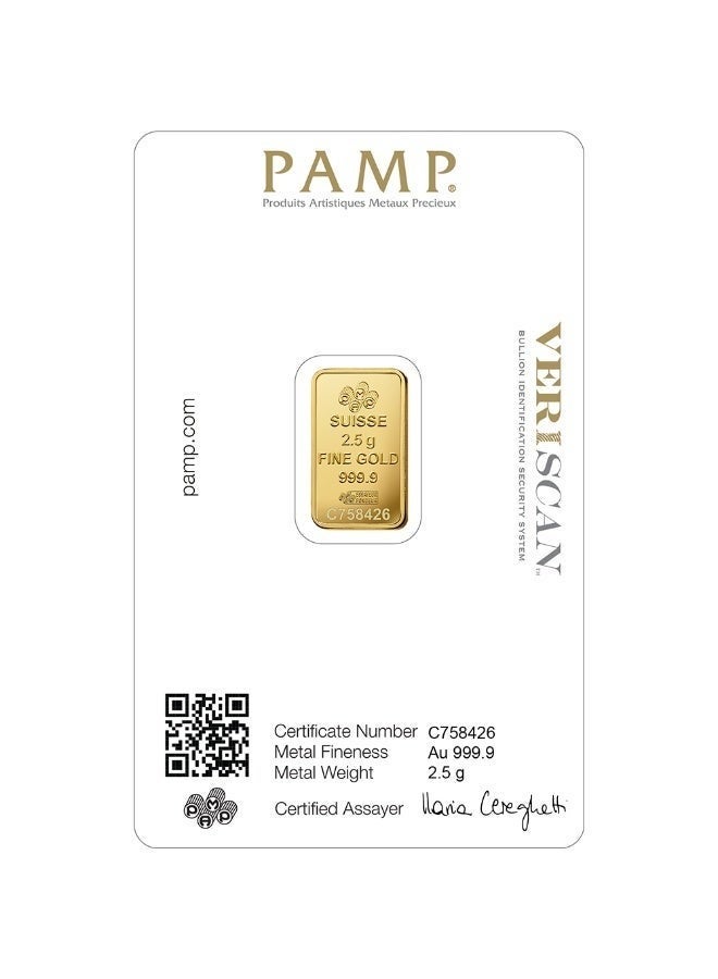 PAMP 2.5g Gold Bar 24K 999 Purity- WITH INVOICE - Image 2