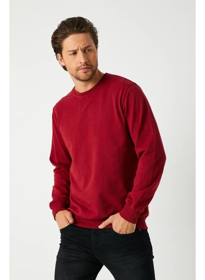 Men’s Burgundy Basic Crew Neck Sweatshirt