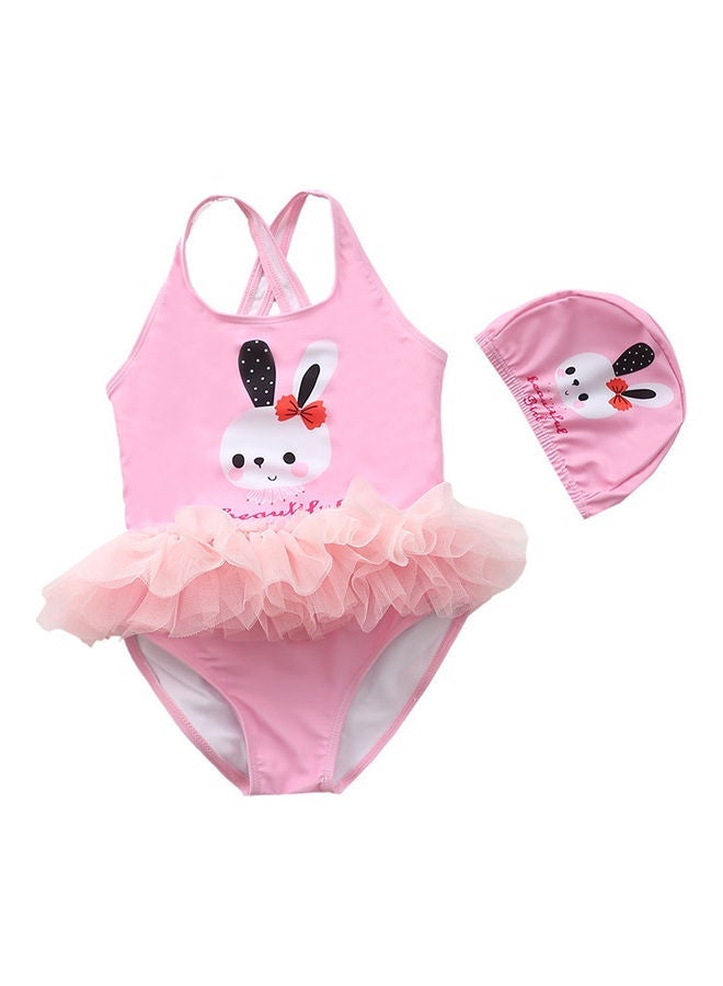 NIBEMINENT Girl's Cute Swimwear With Cap 80cm