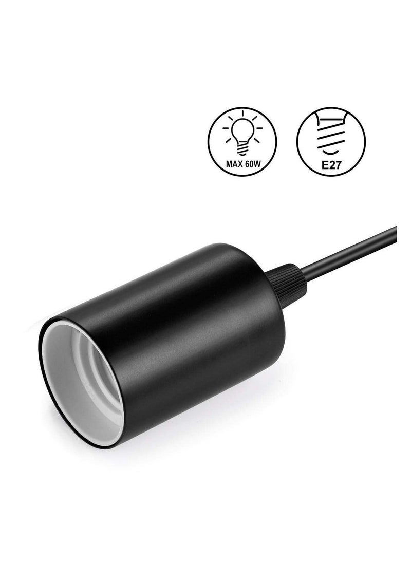 Generic Ceiling Pendant & Lamp Holder, Metal Pendant Light Fitting, E27 Lamp Holder, Fitting Set with Braided Fabric Cable (Black)  - Image 2