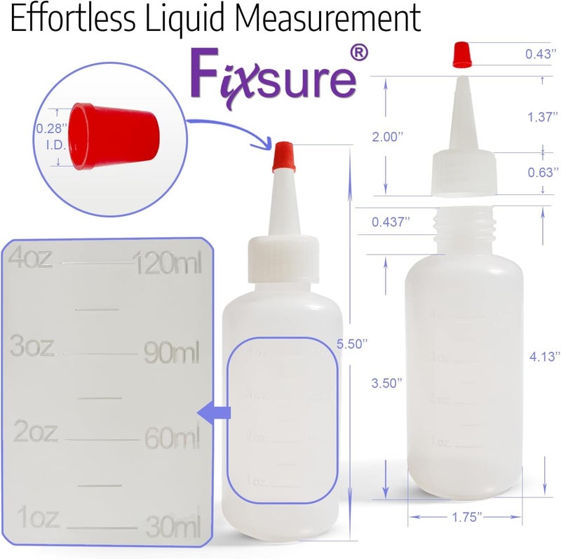 FIXSURE Plastic Squeeze Bottles with Red Tip Cap, 4 Oz Squirt Bottle For Ketchup, BBQ, Sauces, Syrup, Condiments, Oil, Pancake, Cookie Decorating, Dressings, Travel, Camping, Lab, Arts and Crafts (2) - Image 4