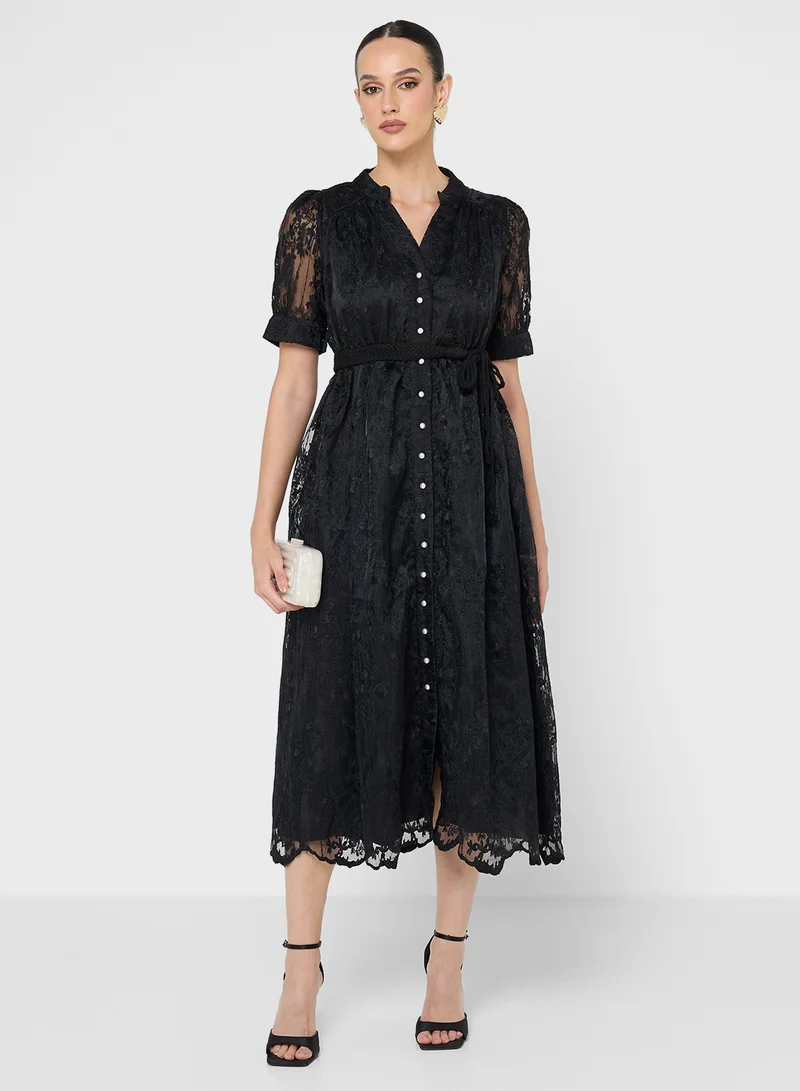 Khizana Puff Sleeve Lace Dress