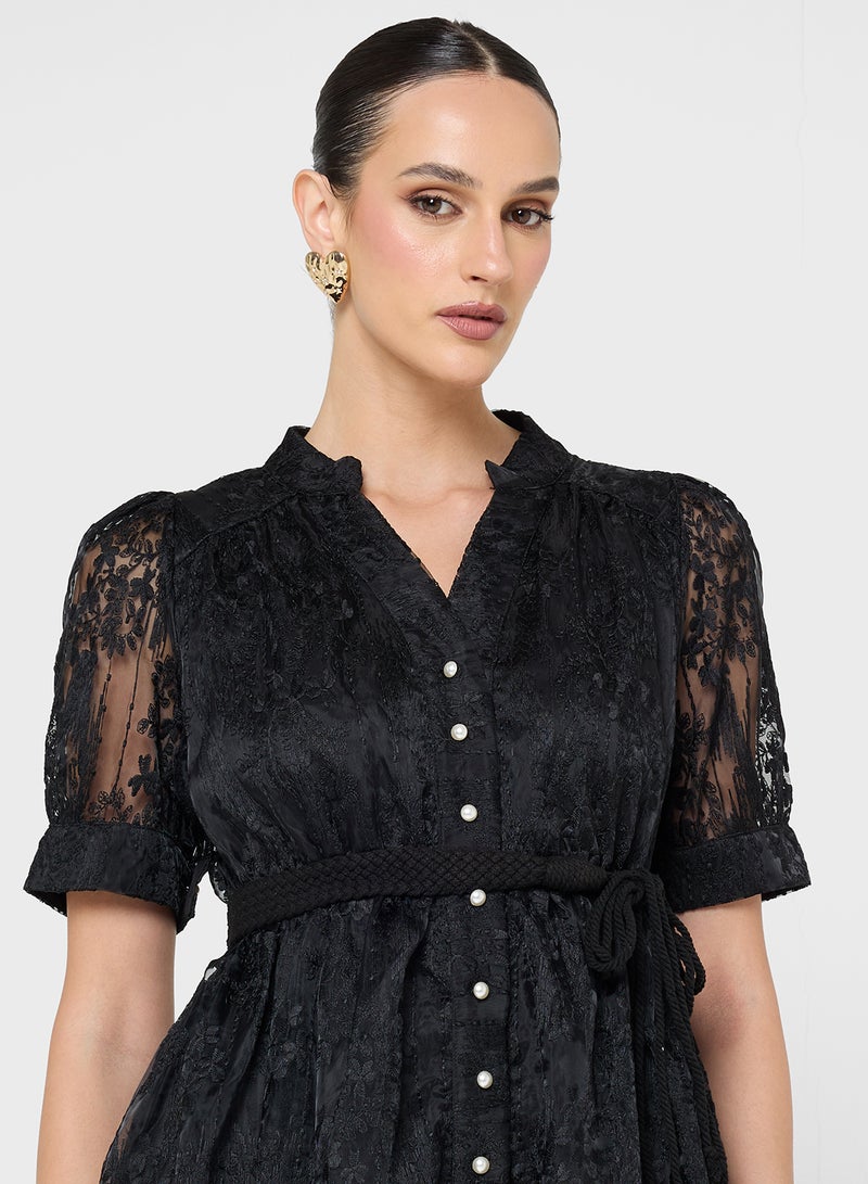 Khizana Puff Sleeve Lace Dress - Image 3